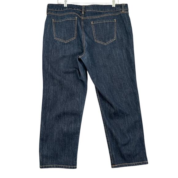 ALFRED SUNG Dark‎ Wash Five Pocket Design Straight Leg Cropped Jeans Size 18 - Picture 2 of 7